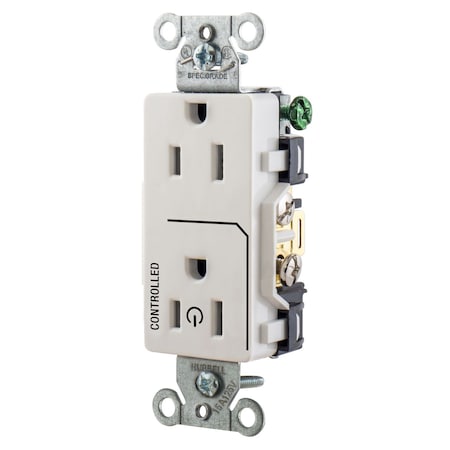 Hubbell Wiring Device-Kellems Straight Blade Receptacle, 5-15R, 15 A, 125V AC, 2 Pole, 3 Wire, Grounded DR15C1WHI